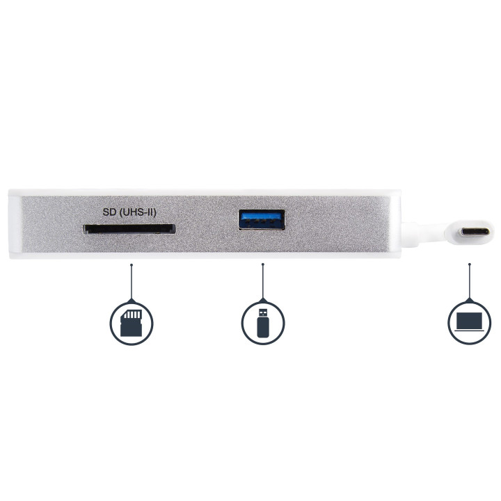 StarTech.com Adaptateur multiport USB-C avec lecteur de carte SD (UHS-II), Power Delivery 100 W et ports HDMI 4K, GbE et USB 3.