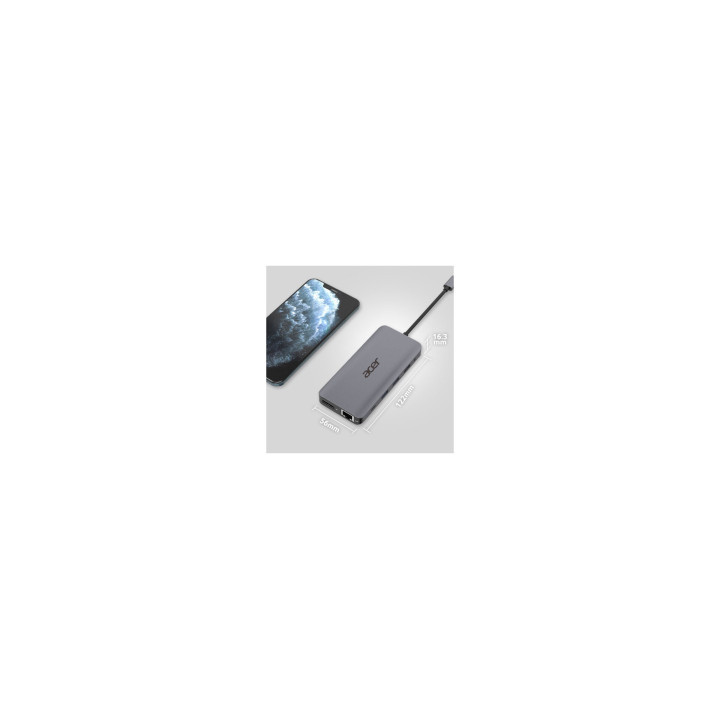 Acer 12-in-1 Type-C Dongle Avec fil USB 3.2 Gen 1 (3.1 Gen 1) Type-C Argent