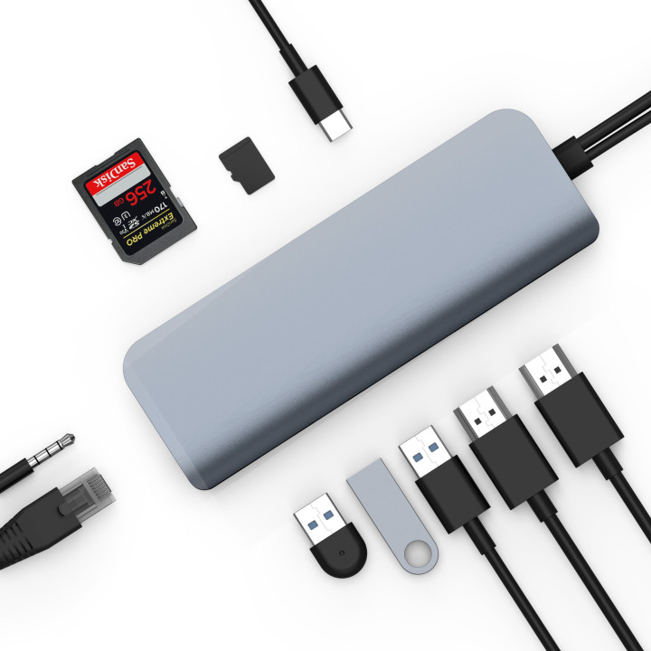 HYPER HD392-GRAY station d'accueil USB 3.2 Gen 1 (3.1 Gen 1) Type-C Gris