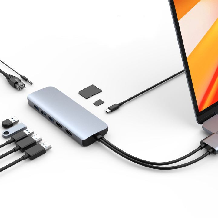 HYPER HD392-GRAY station d'accueil USB 3.2 Gen 1 (3.1 Gen 1) Type-C Gris