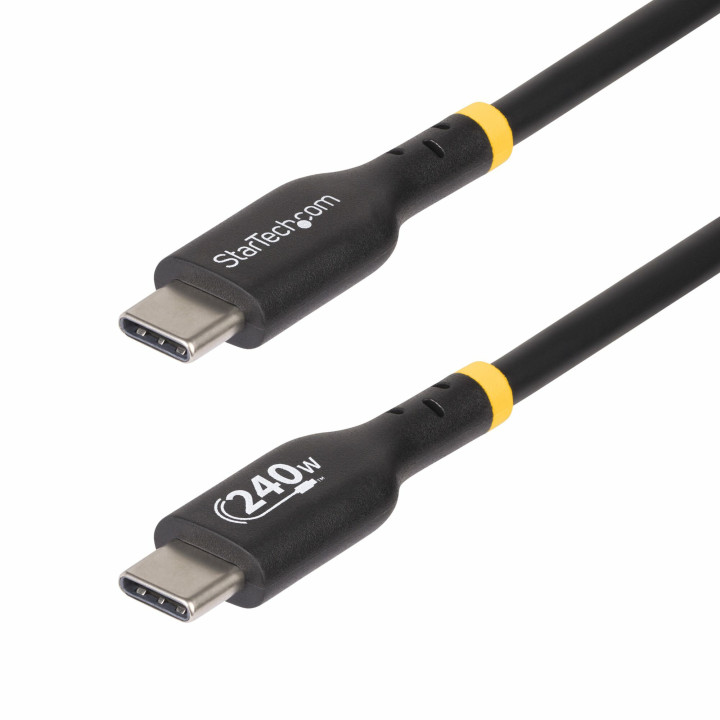 StarTech.com Câble de Charge USB-C de 2m, Charge et Synchronisation, 240W (5A) PD EPR, Câble de Charge USB 2.0 pour Ordinateu
