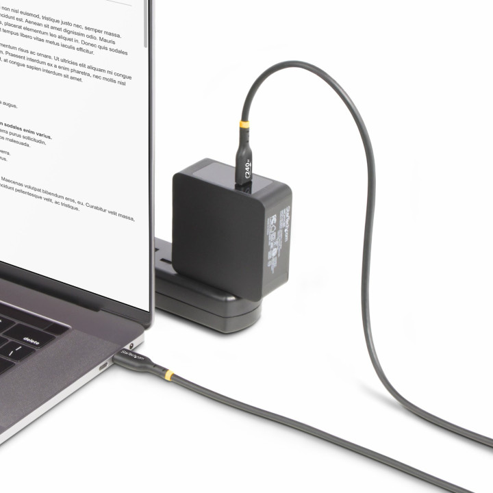 StarTech.com Câble de Charge USB-C de 2m, Charge et Synchronisation, 240W (5A) PD EPR, Câble de Charge USB 2.0 pour Ordinateu