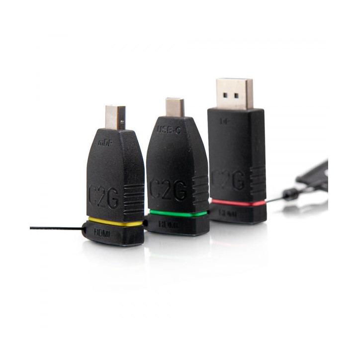 C2G Anneau adaptateur à prise de boîtier de table rétractable 4K HDMI[R] avec Mini DisplayPort[TM], DisplayPort et USB-C[R] 