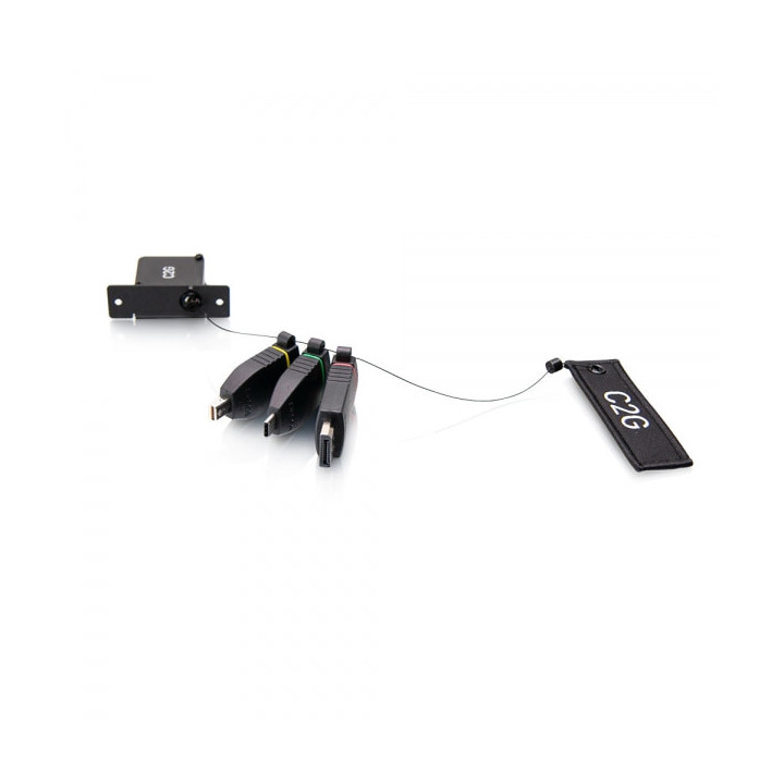 C2G Anneau adaptateur à prise de boîtier de table rétractable 4K HDMI[R] avec Mini DisplayPort[TM], DisplayPort et USB-C[R] 