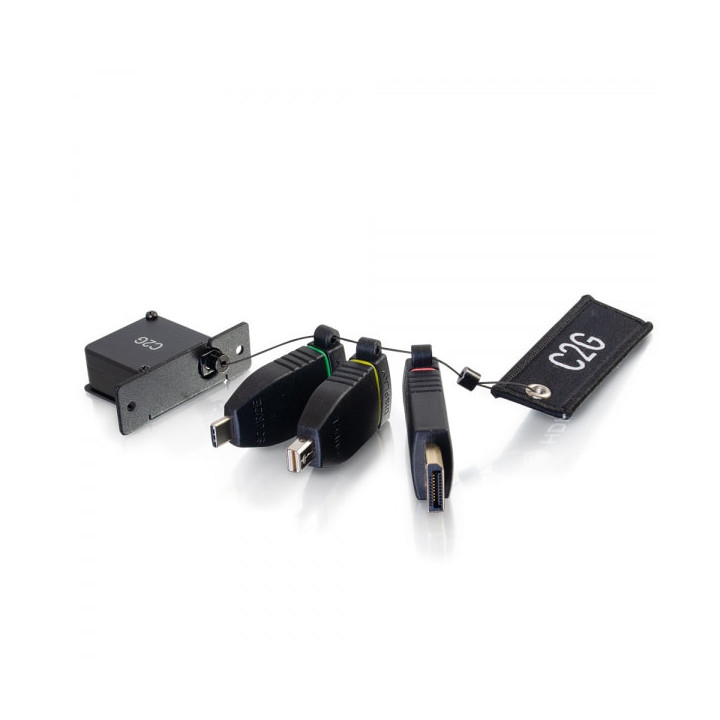 C2G Anneau adaptateur à prise de boîtier de table rétractable 4K HDMI[R] avec Mini DisplayPort[TM], DisplayPort et USB-C[R] 