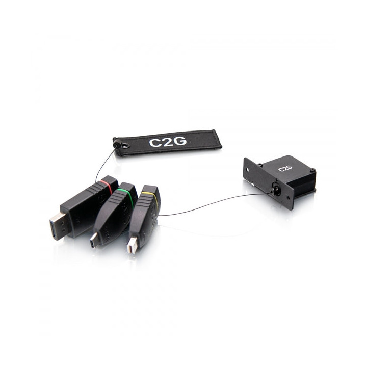 C2G Anneau adaptateur à prise de boîtier de table rétractable 4K HDMI[R] avec Mini DisplayPort[TM], DisplayPort et USB-C[R] 