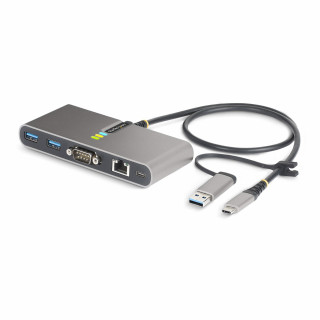 StarTech.com Hub USB-C à 2 Ports USB-A avec Ethernet et RS-232, Dongle USB-C vers USB-A, 100W PD Pass-Through, 2x USB-A 5Gbps,