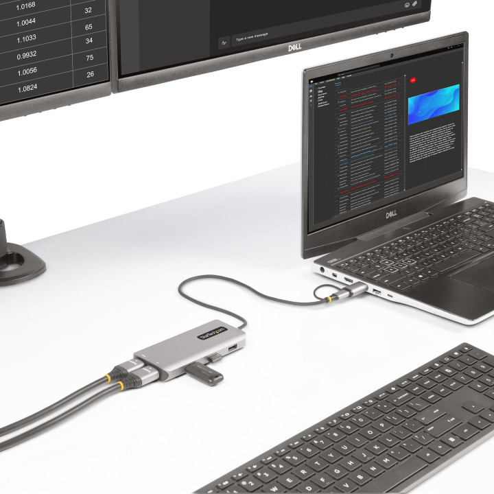 StarTech.com Adaptateur Multiport USB-C avec Dongle USB-C vers USB-A, Double HDMI (4K30Hz/1080p60Hz), 3x USB-A 5Gbps, Mini Stat