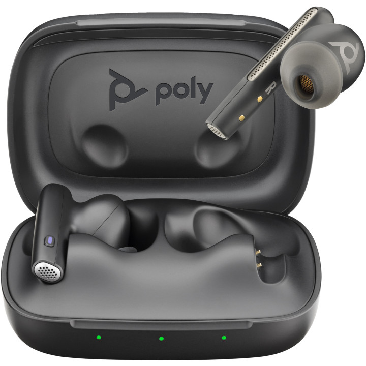 Poly Écouteurs noir charbon Voyager Free 60 UC M +adaptateur USB-C BT700 + étui de charge de base