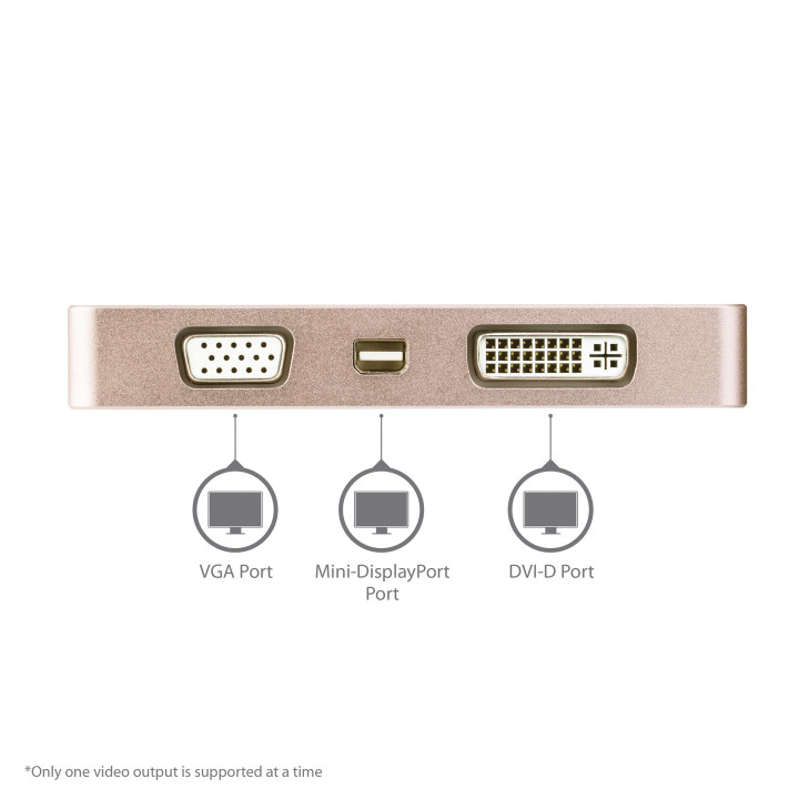 StarTech.com Adaptateur multiport USB-C - Or rose - 4-en-1 USB-C vers VGA, DVI, HDMI, ou Mini DisplayPort