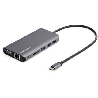 StarTech.com Adaptateur Multiport USB-C - Mini Dock USB-C avec 4K HDMI ou 1080p VGA - Hub 3x USB 3.0, SD, GbE, Audio, 100W PD P