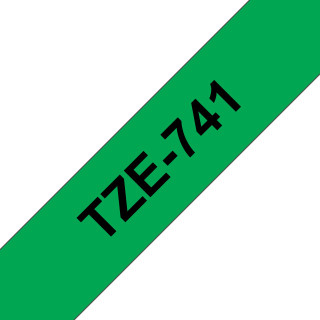 Brother TZe-741 - Cassette à ruban pour étiqueteuse originale – Noir sur vert, 18 mm de large
