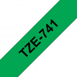 Brother TZe-741 - Cassette à ruban pour étiqueteuse originale – Noir sur vert, 18 mm de large