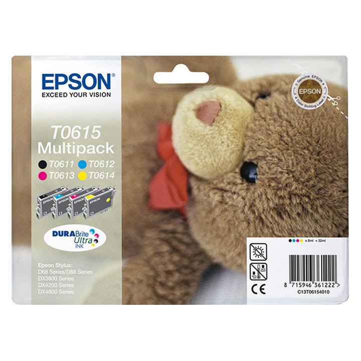 Epson Teddybear Multipack "Ourson" (T0615) - Encres DURABrite Ultra N, C, M, J
