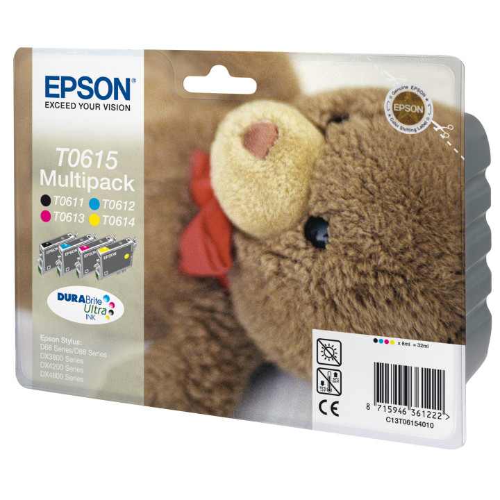 Epson Teddybear Multipack "Ourson" (T0615) - Encres DURABrite Ultra N, C, M, J
