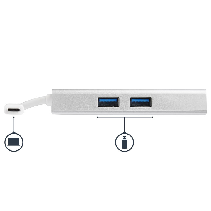StarTech.com Adaptateur Multiport USB-C - Mini Station d'Accueil USB-C avec 4K HDMI - 60W PD Pass-Through, GbE, 2pt USB-A 3.0 H