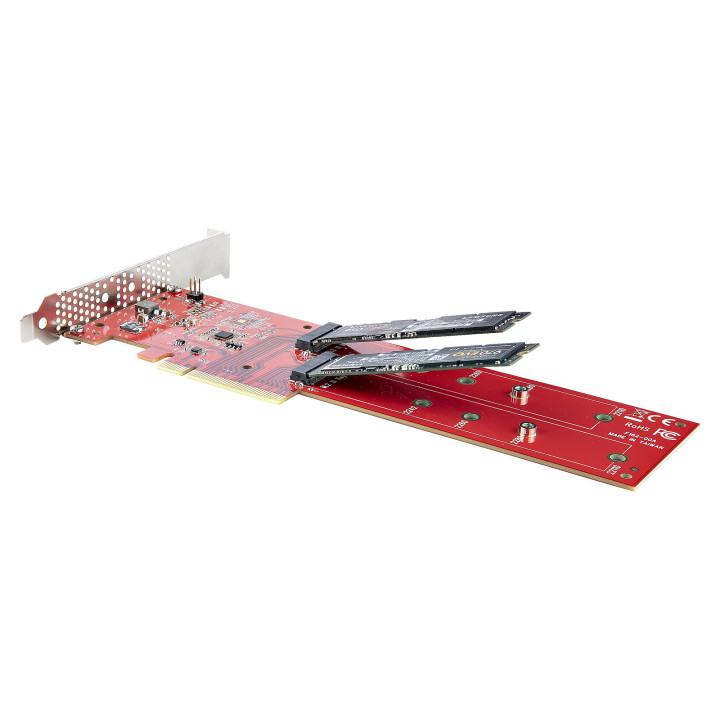 StarTech.com Adaptateur PCIe M.2 - PCIe x8/ x16 vers Double NVMe ou AHCI M.2 SSD - PCI Express 4.0, 7,8 Gbps par Disque, Bifurc