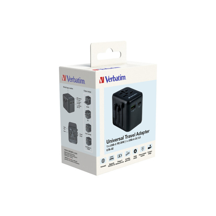 Verbatim 49544 adaptateur prise d'alimentation Universel Noir