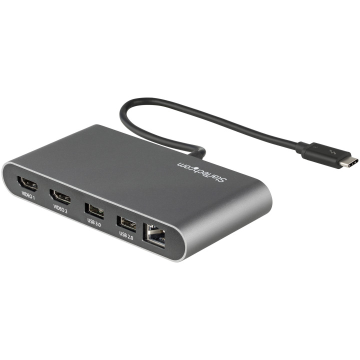 StarTech.com Mini Dock Thunderbolt 3 - Station d'Accueil Portable pour Deux Écrans avec HDMI 4K 60Hz, 2 x Hub USB-A (3.0/2.0),