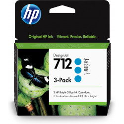 HP Pack de 3 cartouches d'encre DesignJet 712, cyan, 29 ml
