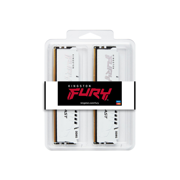 Kingston Technology FURY Beast 128 Go 5200 MT/s DDR5 CL40 DIMM (Kits de 4) White XMP