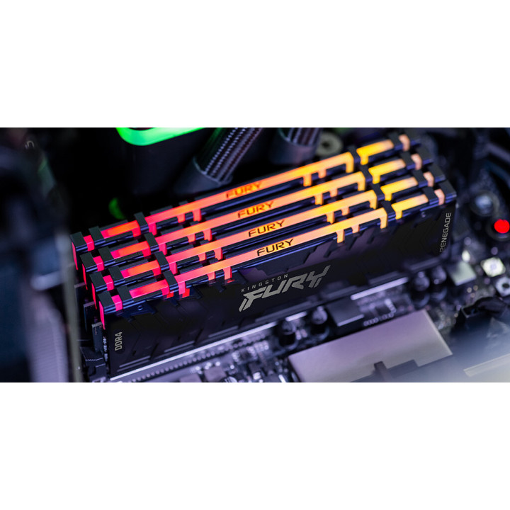 Kingston Technology FURY 64 Go 3200 MT/s DDR4 CL16 DIMM (Kits de 4) 1Gx8 Renegade RGB