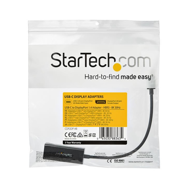 StarTech.com Adaptateur USB Type-C vers DisplayPort 8K 30 Hz
