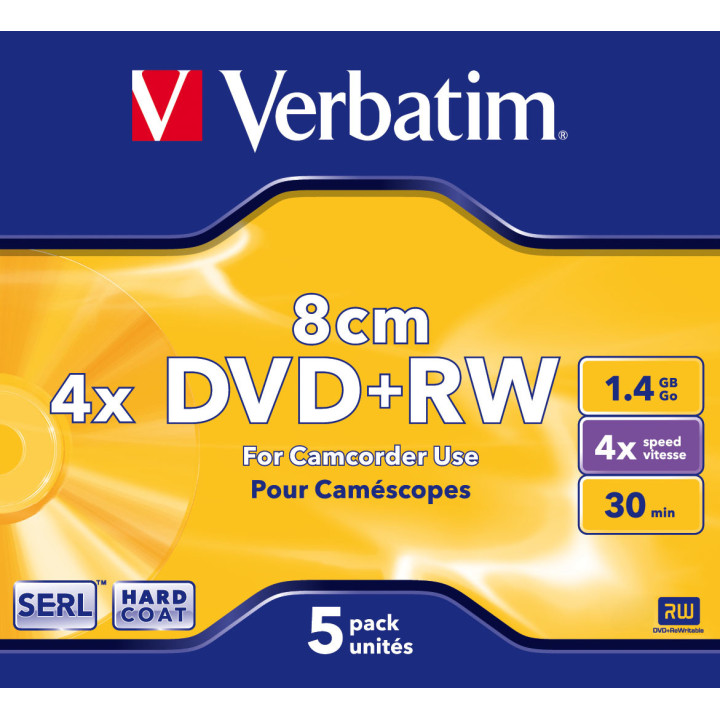 Verbatim DVD+RW 8cm Matt Silver 1,4 Go 5 pièce(s)