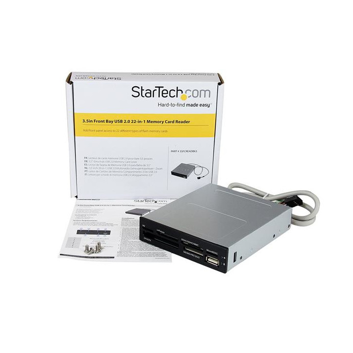 StarTech.com Lecteur de cartes mémoire interne de 3,5 pouces avec port USB 2.0 - Multicartes 22-en-1 - Noir