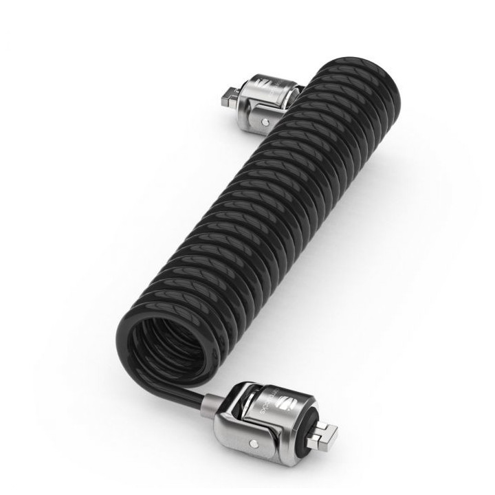 Compulocks Dual Head Coiled Cable Keyed Lock câble antivol Noir