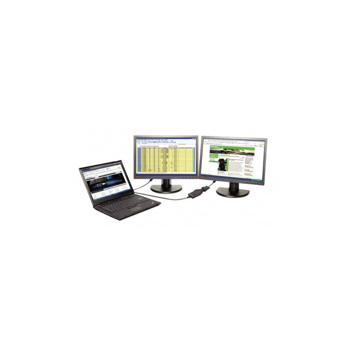 Lenovo USB 3.0 - DVI/VGA adaptateur graphique USB 2048 x 1152 pixels Noir