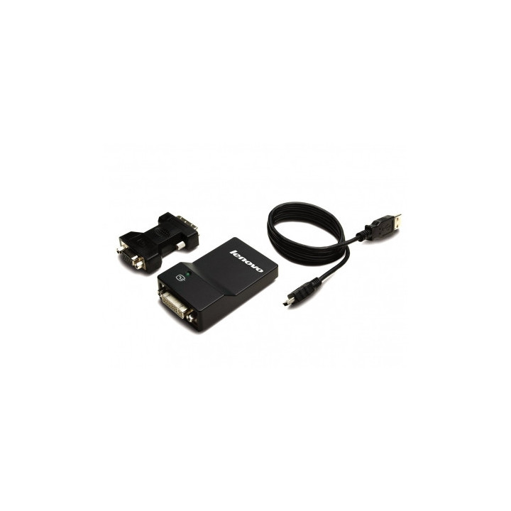 Lenovo USB 3.0 - DVI/VGA adaptateur graphique USB 2048 x 1152 pixels Noir