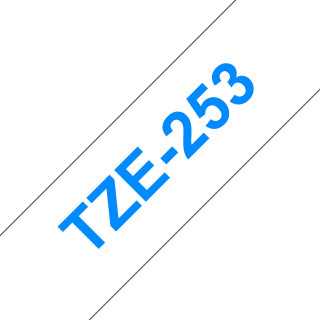 Brother TZe-253 - Cassette à ruban pour étiqueteuse originale – Bleu sur blanc, 24 mm de large