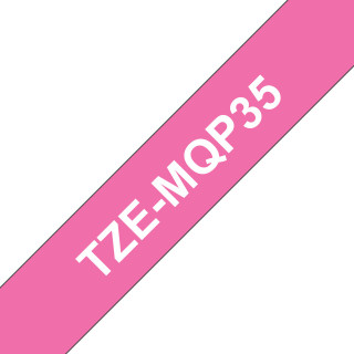 Brother TZe-MQP35 - Cassette à ruban pour étiqueteuse originale – Blanc sur rose fuchsia, 12 mm de large