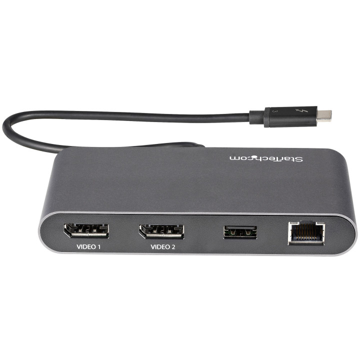 StarTech.com Mini Station d'Accueil Thunderbolt 3 - Dock Portable pour Deux Écrans avec DP 4K 60Hz, 1x hub USB-A (USB 3.0/5 Gb