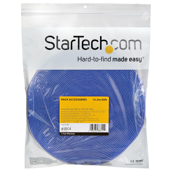 StarTech.com Ruban Auto Agrippant - Rouleau de 15,2 m pour Gestion de Câbles - Ruban Auto-Agrippant - Attaches Câble Ajustabl