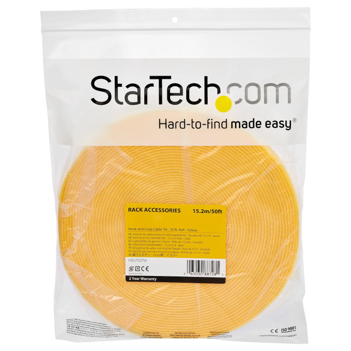 StarTech.com Ruban Auto Agrippant - Rouleau de 15,2 m pour Gestion de Câbles - Ruban Auto-Agrippant - Attaches Câble Ajustabl