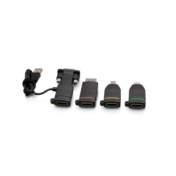 C2G Boucle d’adaptateurs 4K HDMI® universelle avec code couleur Mini DisplayPort™, DisplayPort, USB-C® et VGA