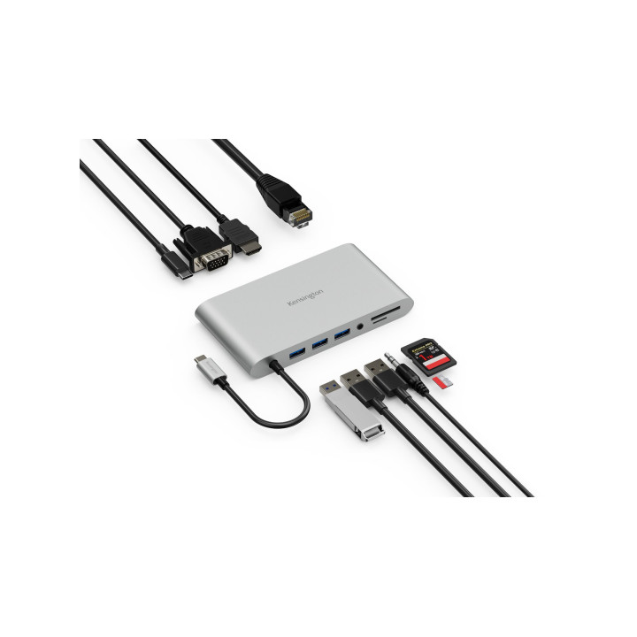 Kensington UH1440P Station d’accueil mobile USB-C 5 Gbits/s sans pilote avec double sortie vidéo – DP/HDMI/VGA