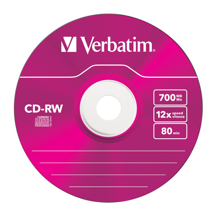 Verbatim CD-RW Colour 12x 700 Mo 5 pièce(s)