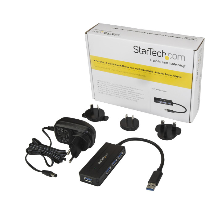 StarTech.com Hub USB 3.0 - Dock 4 Ports SuperSpeed 5Gbps avec Charge Rapide USB 3.2 Gen 1 Type-A pour PC Fixe/Portable - Alimen