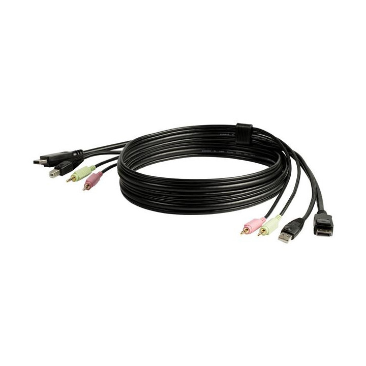 StarTech.com Câble de commutateur KVM DisplayPortUSB 4 en 1 de 1,8 m avec audio et microphone