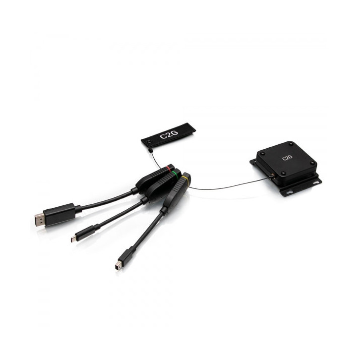 C2G Boucle d’adaptateurs dongle 4K HDMI® à boîtier universel rétractable avec Mini DisplayPort™, DisplayPort et USB-C®
