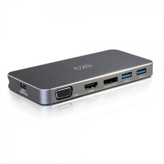 C2G Station d’accueil MST USB-C[R] pour deux écrans avec HDMI[R], DisplayPort[TM], VGA et alimentation jusqu’à 65 W - 4K 