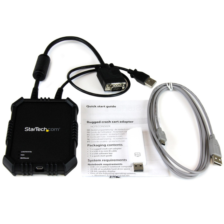 StarTech.com Adaptateur crash cart pour PC portable avec boîtier durable - Console KVM USB avec transfert de fichier et acquis