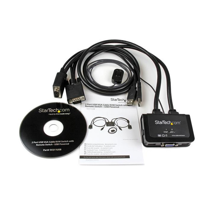 StarTech.com Switch KVM USB VGA à 2 ports - Commutateur KVM alimenté par USB avec câbles et commutateur à distance