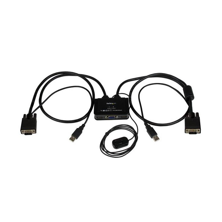 StarTech.com Switch KVM USB VGA à 2 ports - Commutateur KVM alimenté par USB avec câbles et commutateur à distance