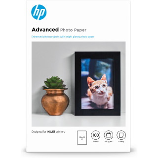 HP Papier photo à finition glacée Advanced, 250 g/m2, 10 x 15 cm (101 x 152 mm), 100 feuilles