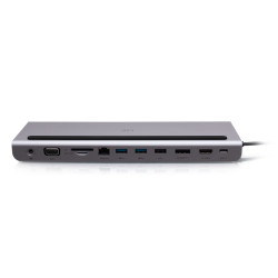 C2G Station d'accueil USB-C 10-en-1, triple écran avec HDMI, DisplayPort, VGA, Ethernet, USB, lecteur de carte SD, audio 3,5 m