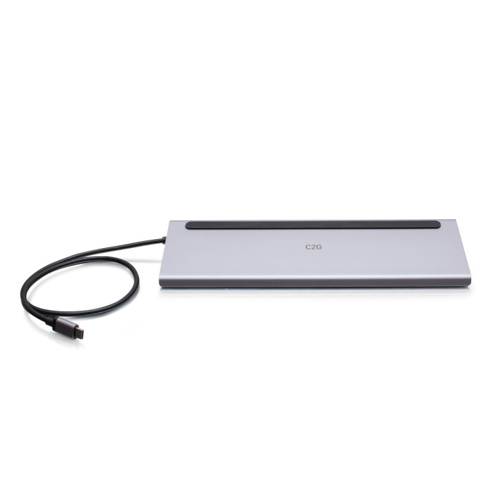 C2G Station d'accueil USB-C 10-en-1, triple écran avec HDMI, DisplayPort, VGA, Ethernet, USB, lecteur de carte SD, audio 3,5 m